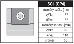 Jolly SC1 (CP4) Rozměry sáčku a tvar kartónu